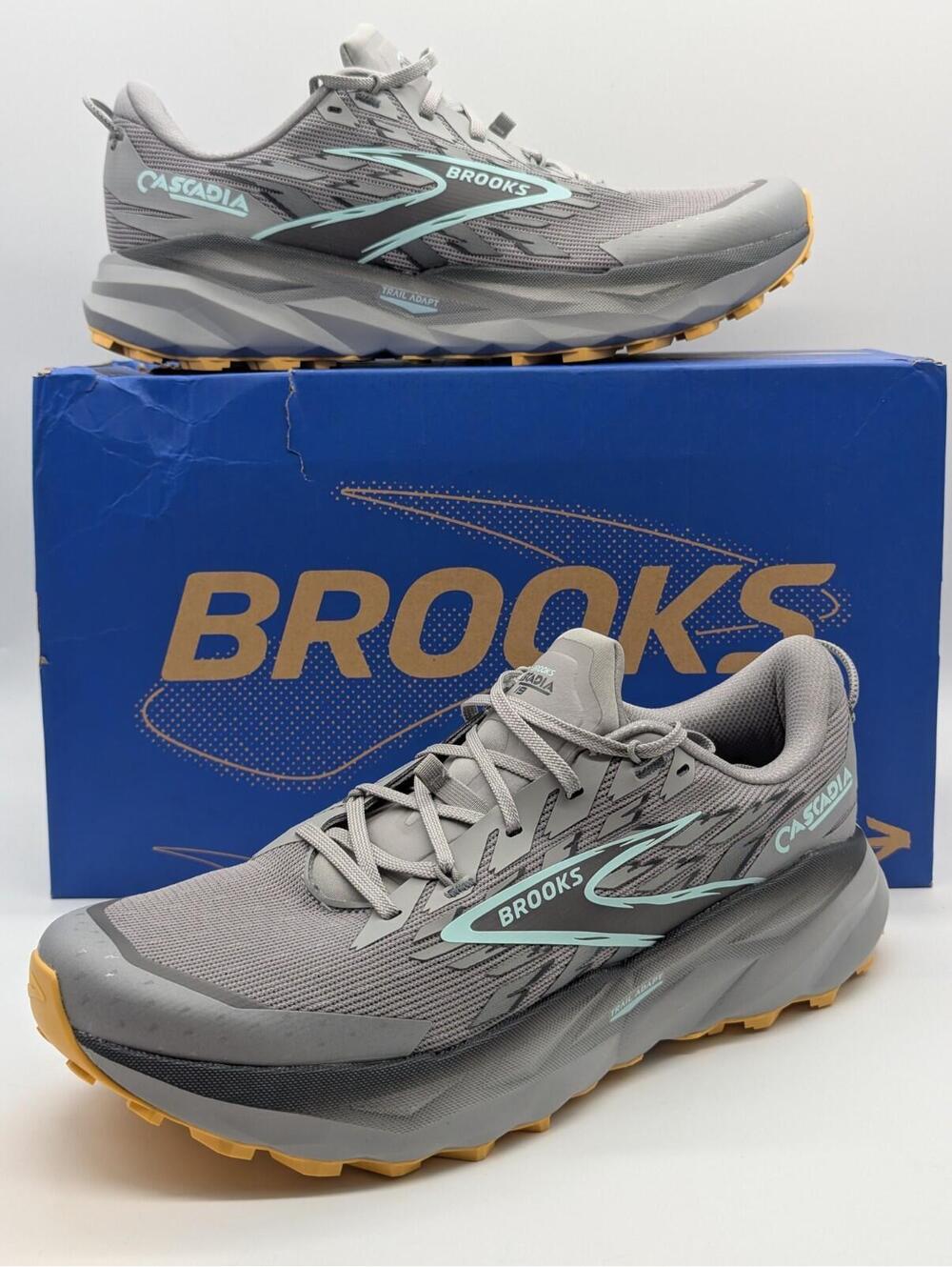 Brooks Cascadia 19 Men’s Size 10.5 2E Wide Gray Blue Orange Running Shoes Trail